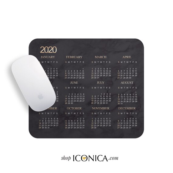 Mouse Pad Calendar 2020 Marble And Gold Desk Mouse Pad