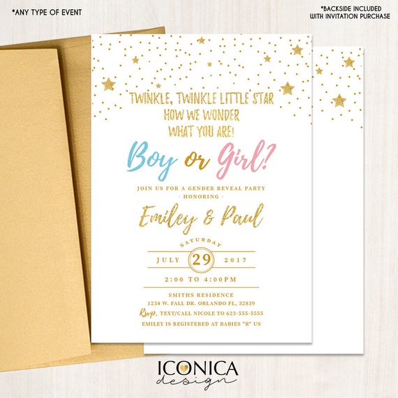 Baby Shower Invitation Twinkle Little Star Invitation Boy Or Girl
