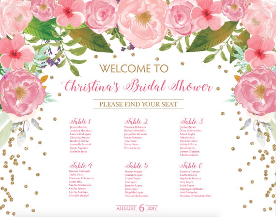 Bridal Shower Seating Chart