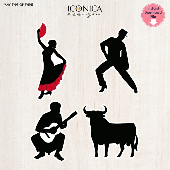 Flamenco Cutouts Flamenco Themed Cutouts Digital File Spanish Themed Spanish Spain Cutouts Instant Download Il_570xn