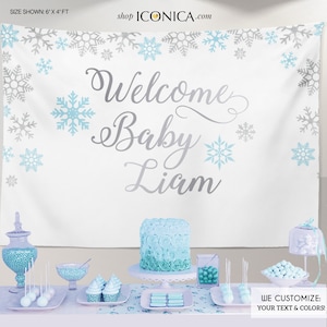 Winter Wonderland Backdrop, Winter Wonderland Baby Shower Photo Backdrop,Winter Party Step and Repeat Backdrop, Little Snowflake BHO0026