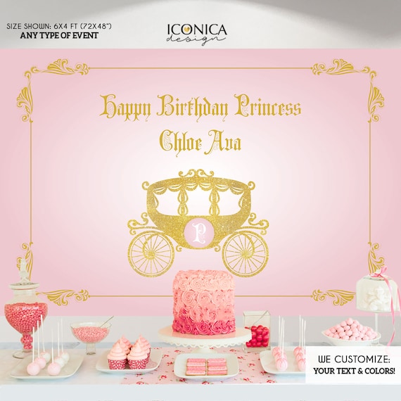 Princess Party Backdrop, Pink And Gold Little Princess First Birthday Backdrop, Any Type Of Event,Any Color, BBD0161 Il_570xn