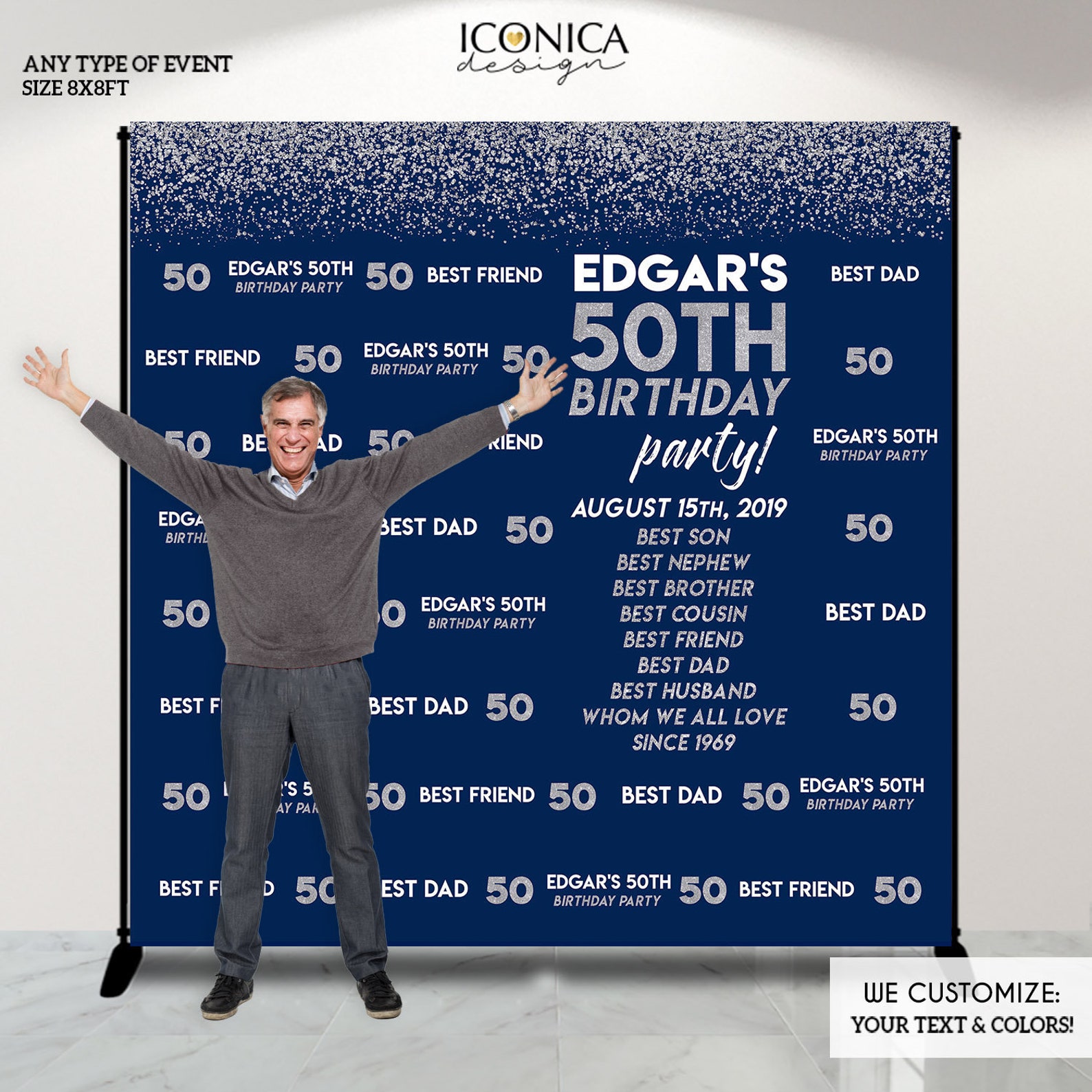 Birthday Photo Booth Backdrop 50th Birthday Party Decor Any Etsy