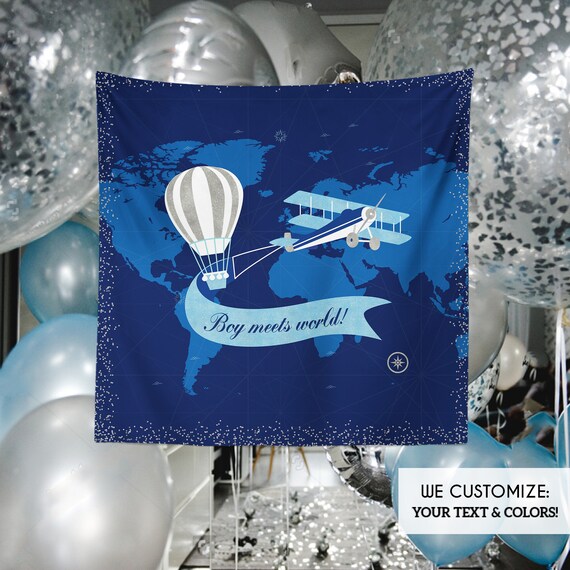 Travel Theme Baby Shower hot Air Balloon Decor airplane First
