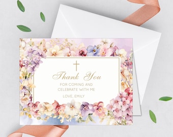Floral Orchids Thank You Cards, Printed A2 with Envelopes
