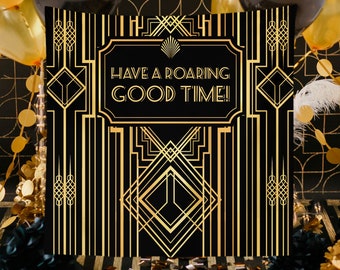 Roaring 20s Banner Retro Holiday Party Decor Background Art Birthday Party  Decor