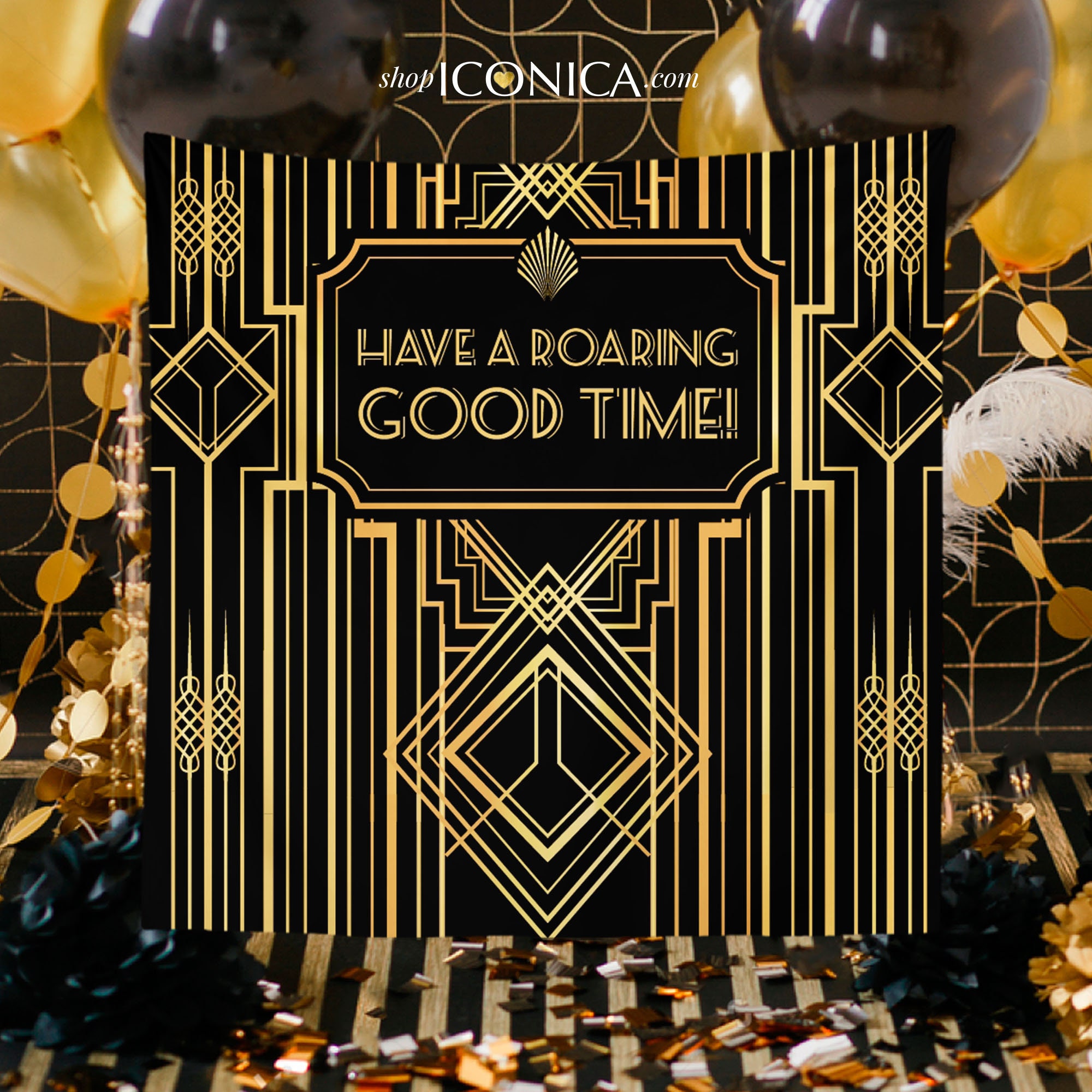 Katie Doodle 1920s Great Gatsby Roaring 20s Party Decorations Supplies Decor Centerpiece | Includes Back in 1920 Sign [unframed], Black and Gold