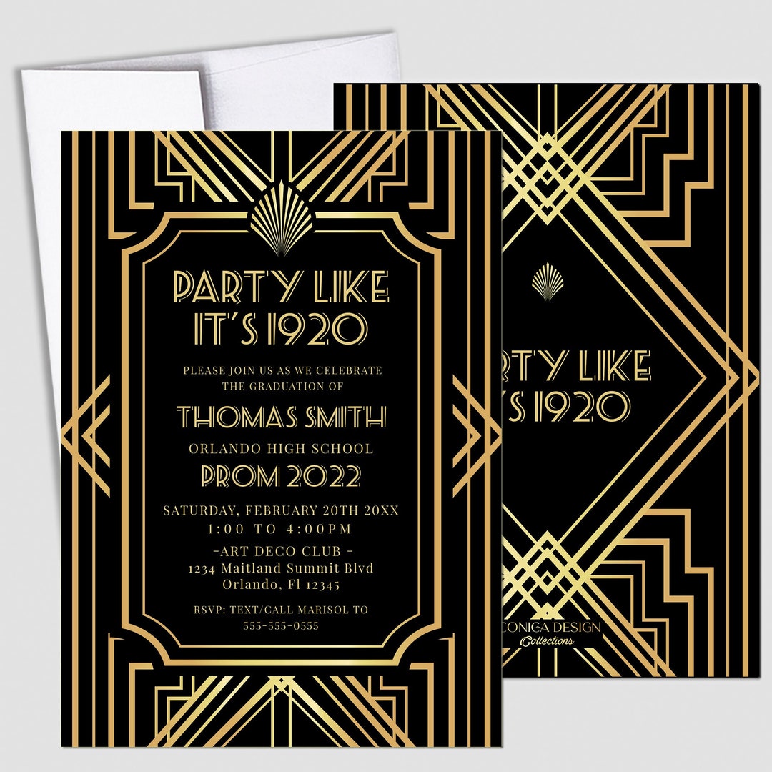 Roaring 20s Invitation Party Like Its 1920 Theme Graduation Party