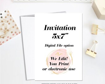 Custom Invitation, 5x7 A7, Made to Order (Digital File)