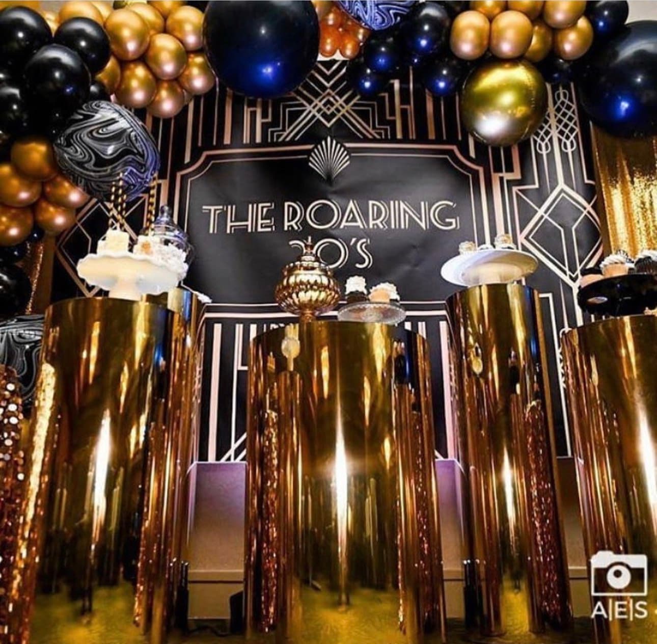 LaVenty 107 pcs Gatsby Birthday Party Backdrop Roaring 20s