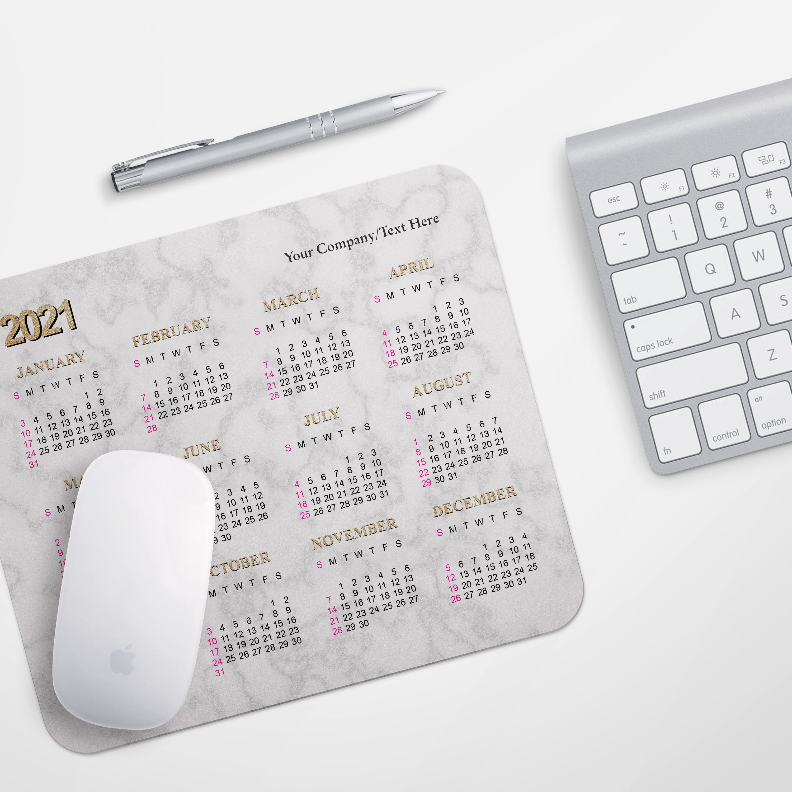 MOUSE PAD CALENDAR White Marble Mouse Pad Desk Mouse Pad Etsy