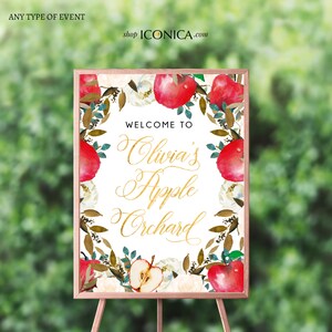Letrero de bienvenida personalizado para fiesta en el huerto de manzanas, impresión personalizada imagen 3
