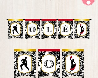 Banner flamencofeest: decor Spaans oleander (digitaal bestand)