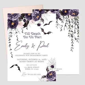 Till Death Do Us Part Gothic Einladung, Halloween Verlobung Party Einladungen, Halloween Party Karten und Dekorationen