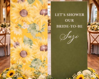 Bridal Shower Sunflower Backdrop, Welcome Sign Bride to Be Decor