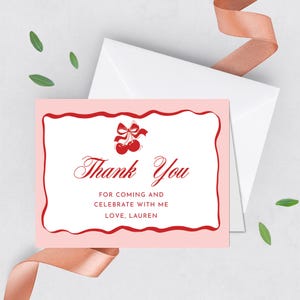 Tarjetas de Gracias A2 con sobres blancos o crema Motivo de Cereza