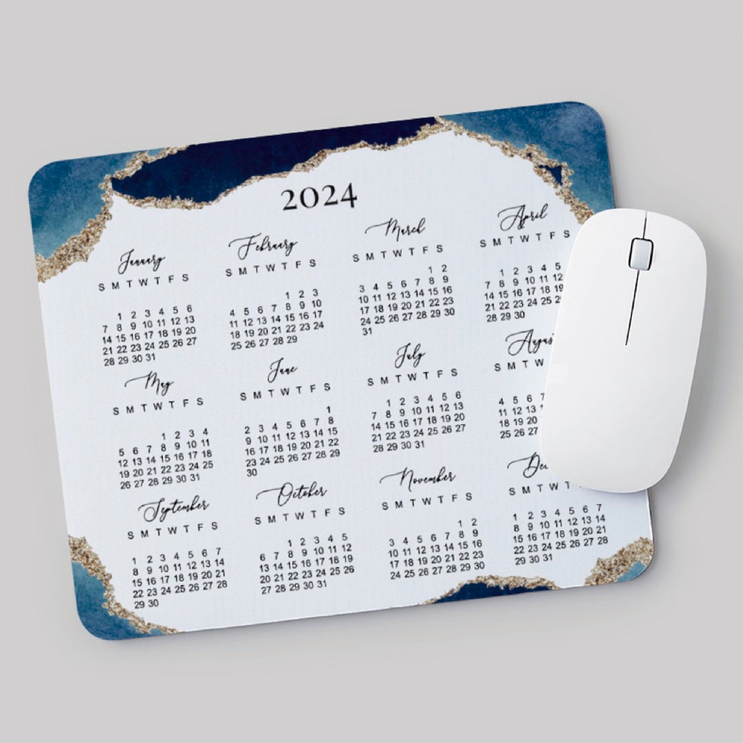 MOUSE PAD CALENDAR 2024 Desk Calendar Home Office Geode Mouse Pad, Desk