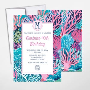 Invito per festa nautica, biglietto di compleanno preppy sull'oceano, festa ispirata al mare, festa dei Pesci, tema spiaggia, marinaio chic