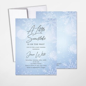 Winter Wonderland Baby Shower Invitations or First Birthday Printed, A little Snowflake winter wonderland invitations,