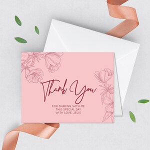 Cartes de remerciement A2 épaisses Cartes imprimées mates A2 Plié floral Bourgogne Cartes de remerciement, Enveloppes blanches incluses {Charlotte Collection}