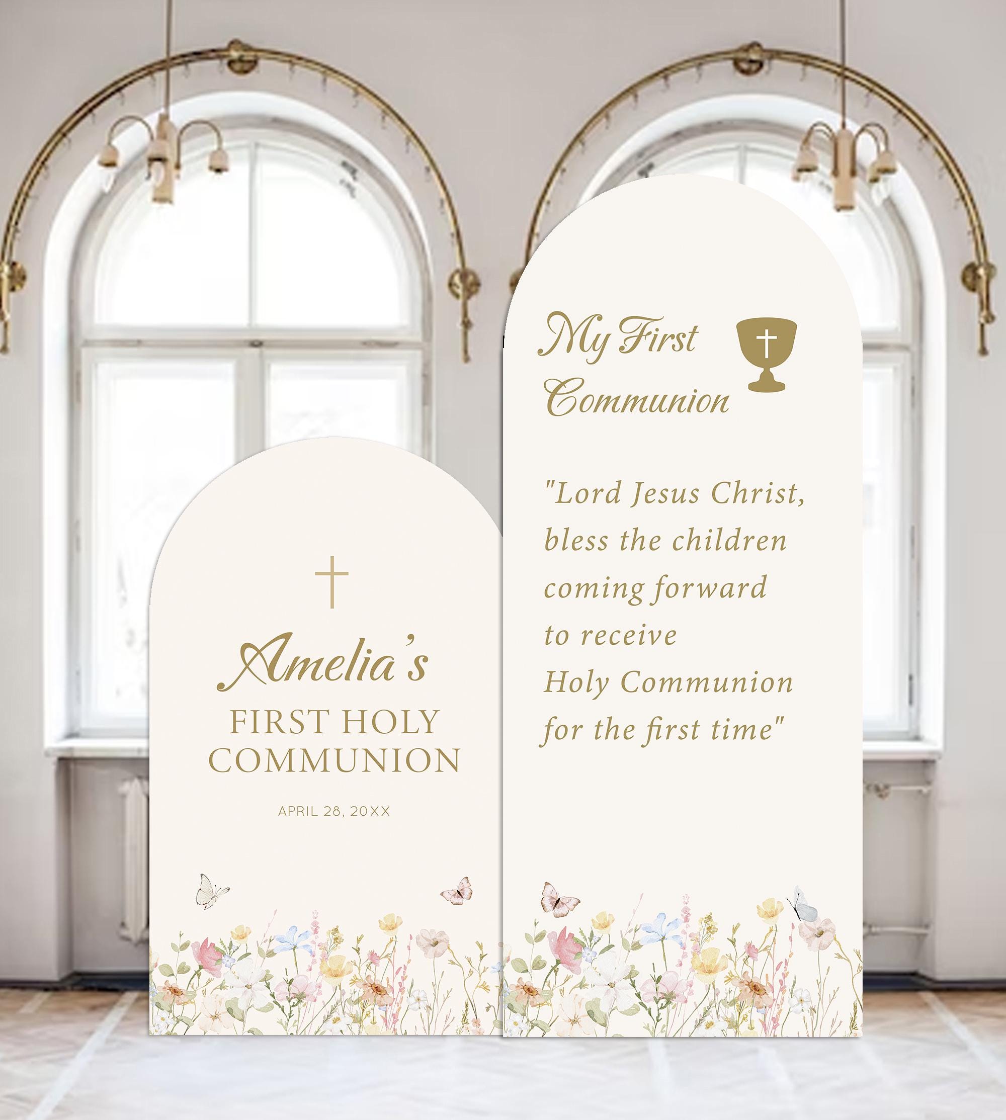 Communion Post Sign First Communion Welcome Sign, Wildflower Arch, Custom Foam Board - Etsy