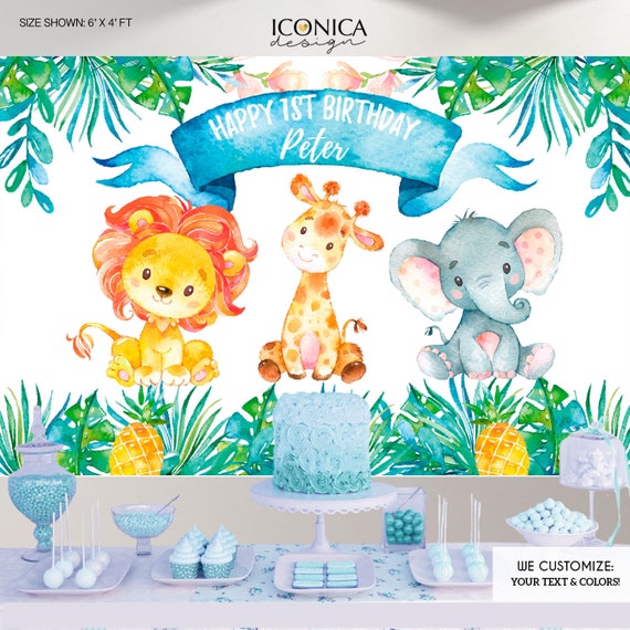Safari Backdrop Party Animals Backdrop Personalized Safari Banner