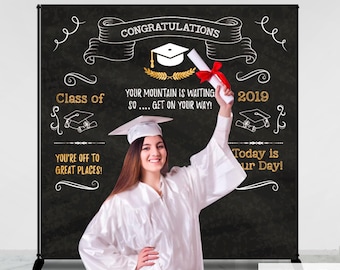 Personalized Graduation Photo Booth Backdrop, Congrats Grad Banner (Printed or Printable)