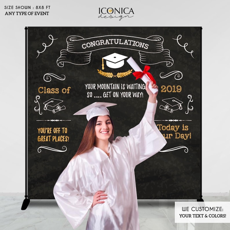 Graduation Party Photo Booth Backdrop,Personalized Graduation Banner,Congrats Grad,Graduation Decor,Banner Printed Or Printable File BGR0016