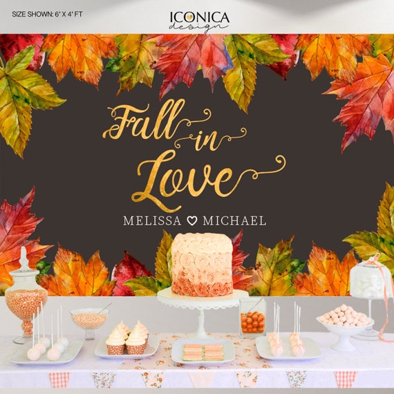Bridal Shower backdrop Rustic Fall in Love rustic backdrop fall in love backdrop Autumn Bridal Shower PRINTED autumn