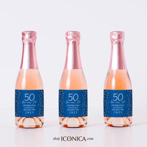 Personalized Mini Champagne Bottle Labels, Birthday Party Decor, Set of 10