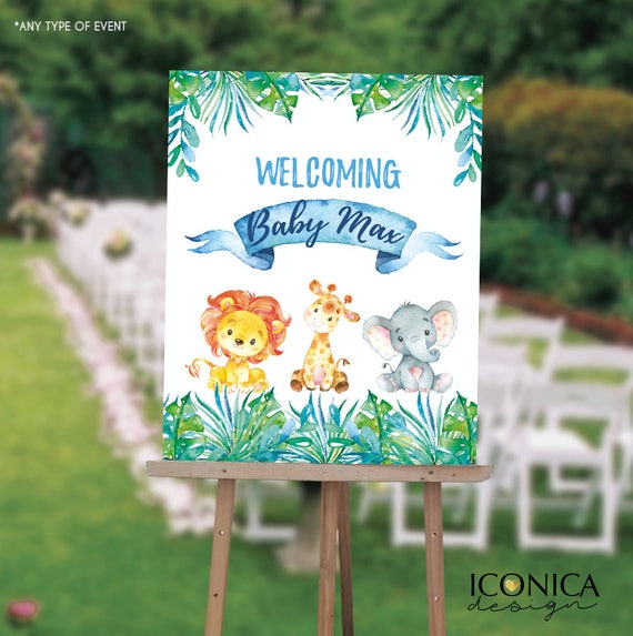 Safari Baby Shower Welcome Sign , Jungle Safari Welcome Sign, Boy Safari Welcome Sign, Printed Or Digital File SWBS004 Il_570xn