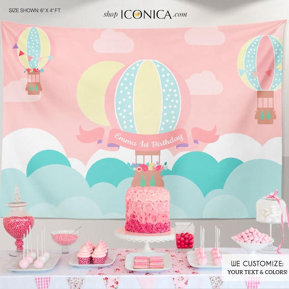 Hot Air Balloon First Birthday Backdrop, Oh baby, Hot Air Balloon Baby