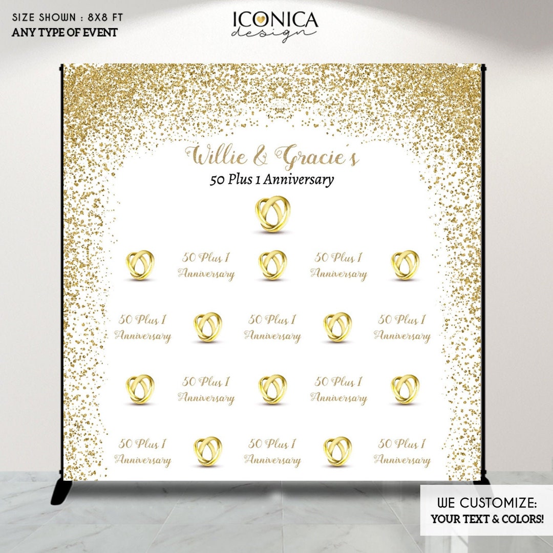 50th Wedding Anniversary Photo Backdrop, 50th Anniversary Party Decor ...