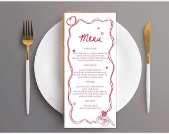 That’s Amore theme Menu Cards | Valentine’s Day Party Menu | Italian Love Theme Menu | Red Heart Event Menu