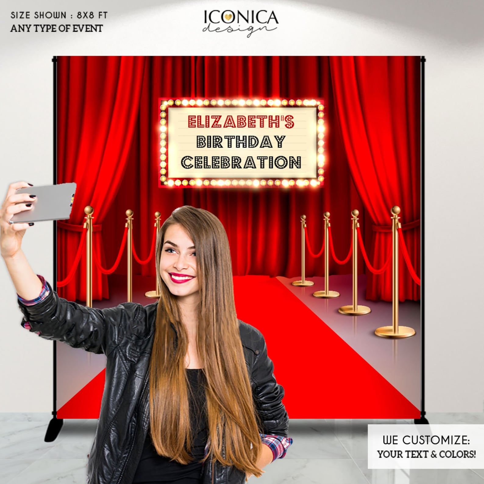 Personalized Hollywood Red Carpet Backdrop, Movie Theme Party Decor - Etsy