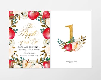 Apple Orchard party invitation any age, Apple of my eye invitations, Fall PARTY Invites,Fruit Party card,Printed OR Printable File