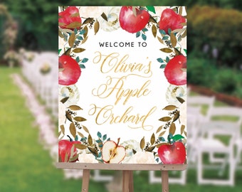 Apple party Welcome Sign Personalized, Apple Orchard Party First Birthday Sign, Apple of my eye Sign Printed {Apple of my eye Collection}