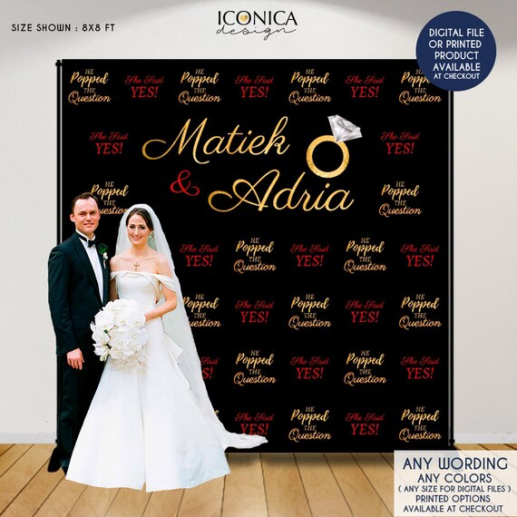 Engagement Party Photo Booth Backdrop, She said YES, Custom Step And Repeat Backdrop, Wedding Backdrop, Printed Or Digital File BEN0001 Il_570xn