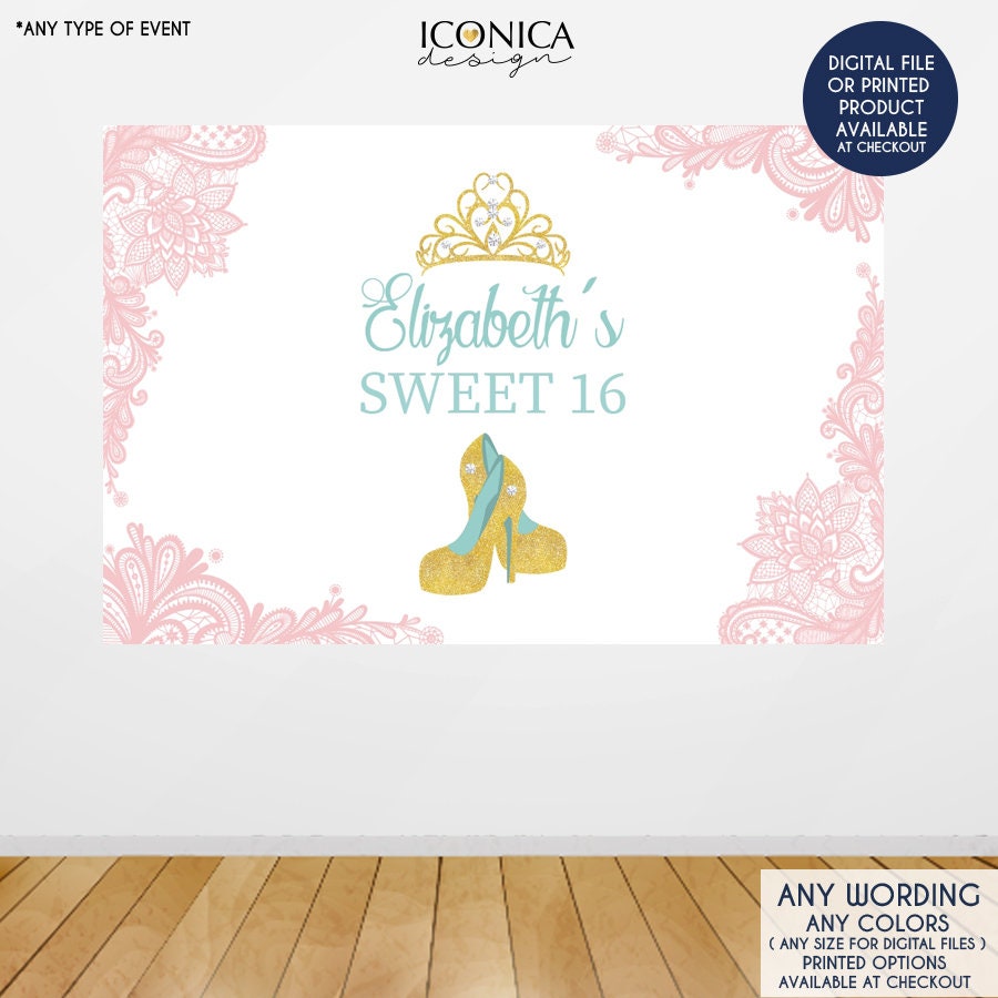 Sweet Sixteen Party Backdrop Sweet 16 Photo Booth Backdrop or | Etsy