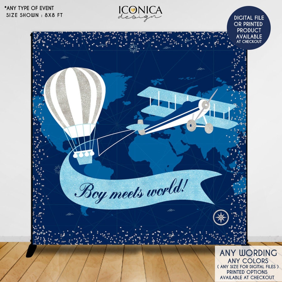 Hot Air Balloon Baby Shower Backdrop Oh Baby Airplane First Hot Air Balloon Baby Shower Backdrop Oh Baby Airplane First