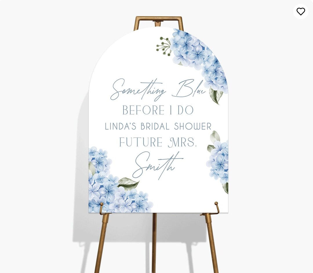 Something Blue Floral Bridal Shower Sign, Hydrangea Welcome Sign Any ...
