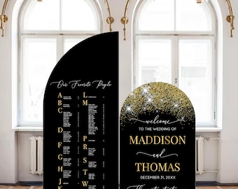 New Years Eve Wedding Welcome Sign, Seating Chart Arch