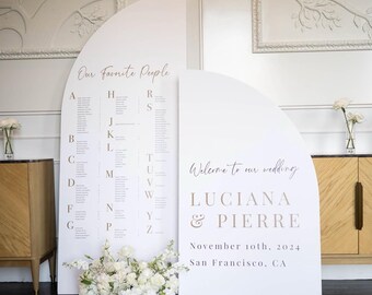 Arch Wedding Seating Chart, Custom Foam Board Panel with Easel