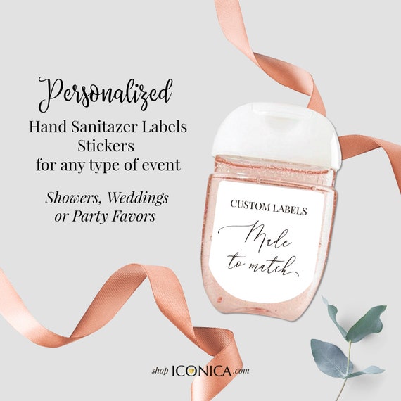 30 Personalized Labels Printed Hand Sanitizer Labels, Custom Antibacterial Labels,Favors Stickers Fits antibacterial bottles 1oz as shown Il_570xn