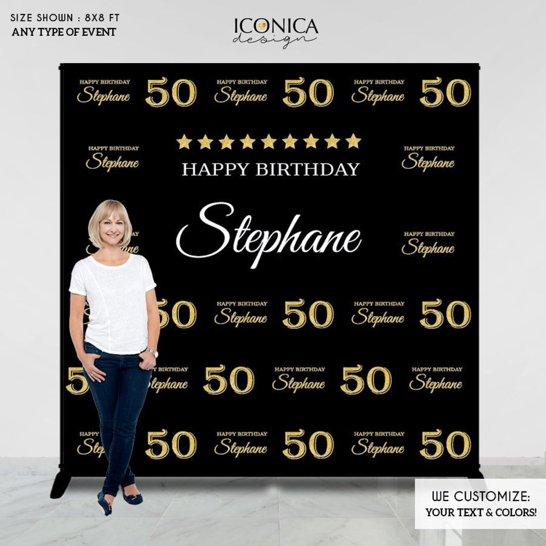 50 Birthday Photo Booth Backdrop - 50th Birthday Party Backdrop - Photo ...