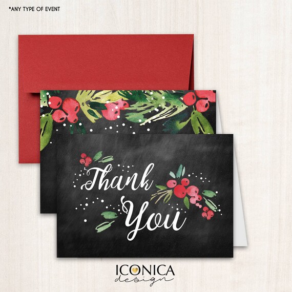 holiday thank you cards festive cards chalky cards set of 10 holiday thank you cards