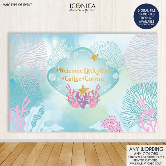 Under The Sea Mermaid Tail Baby Shower Backdrop Ocean
