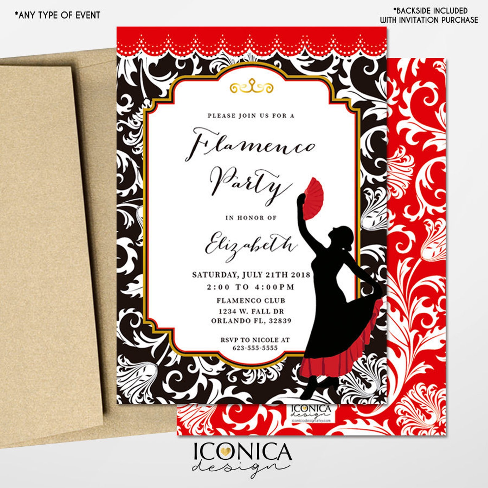 Flamenco Party Invitation Flamenco Printables Fiesta Etsy