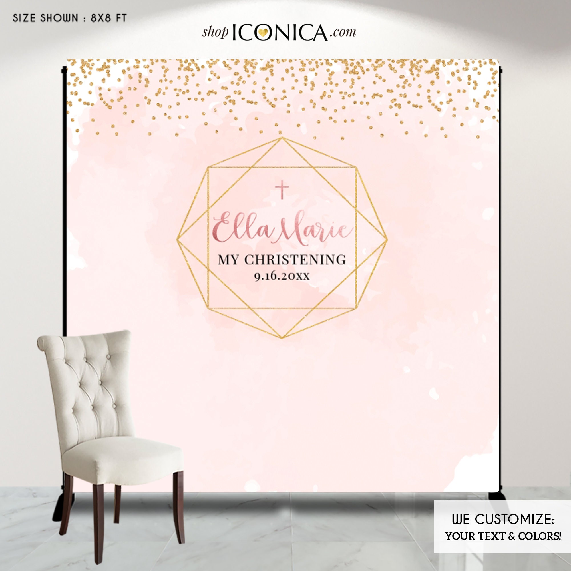 Baptism Backdrop GeometricGirls Baptism Backdrop Modern Etsy