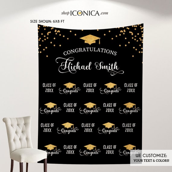 Graduation Party Photo Booth Backdrop, Graduation Step and Repeat Backdrop, Congrats Grad, Printed Or Printable File Il_570xn